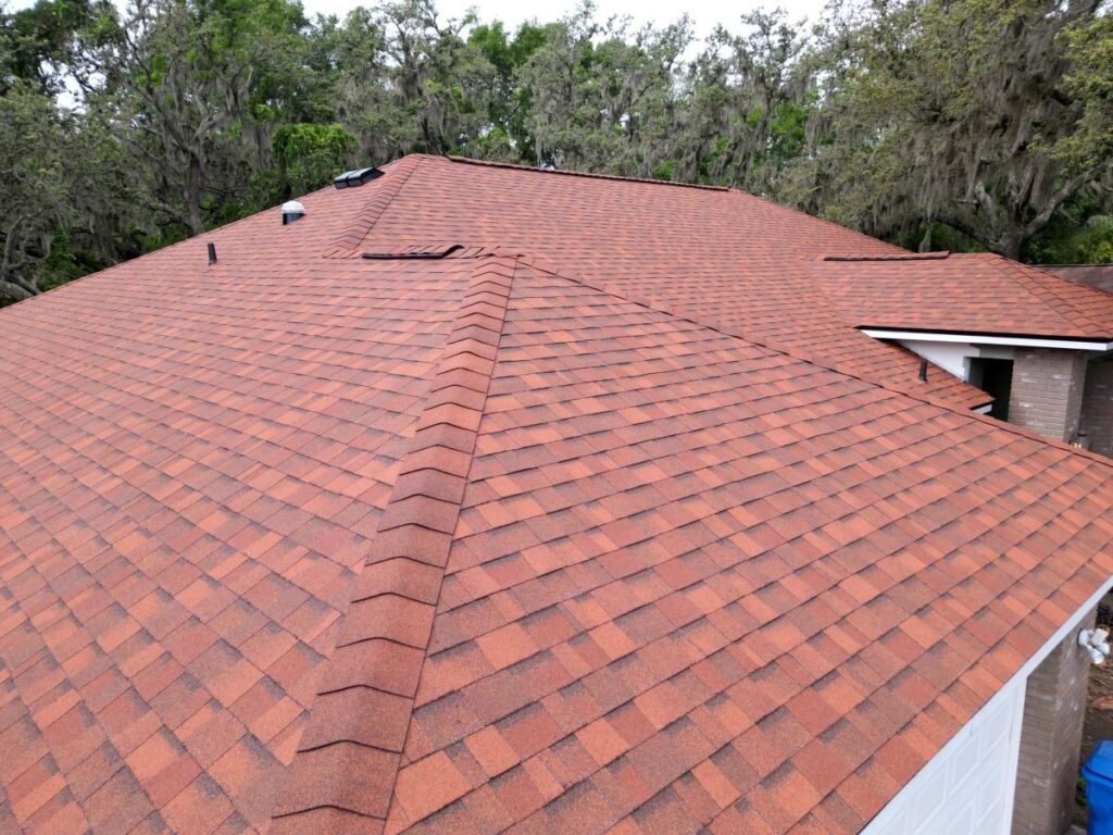 Newly installed shingle roof