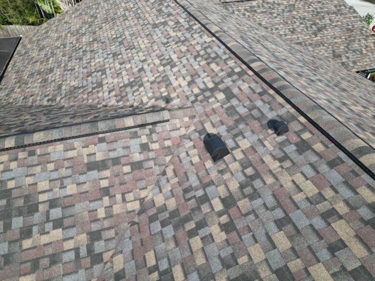 Close-up of a new shingle roof