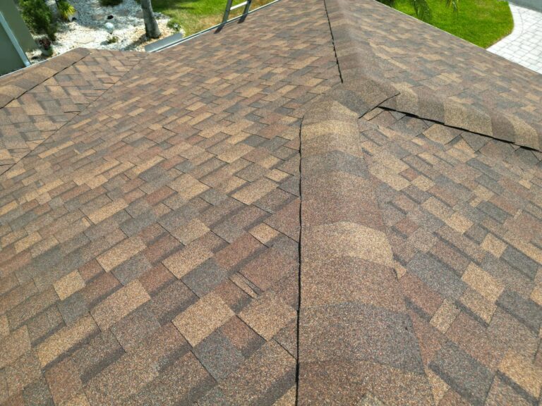 Close-up of a new shingle roof