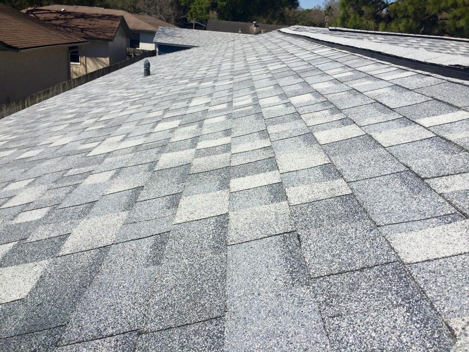 Close-up of light grey shingles