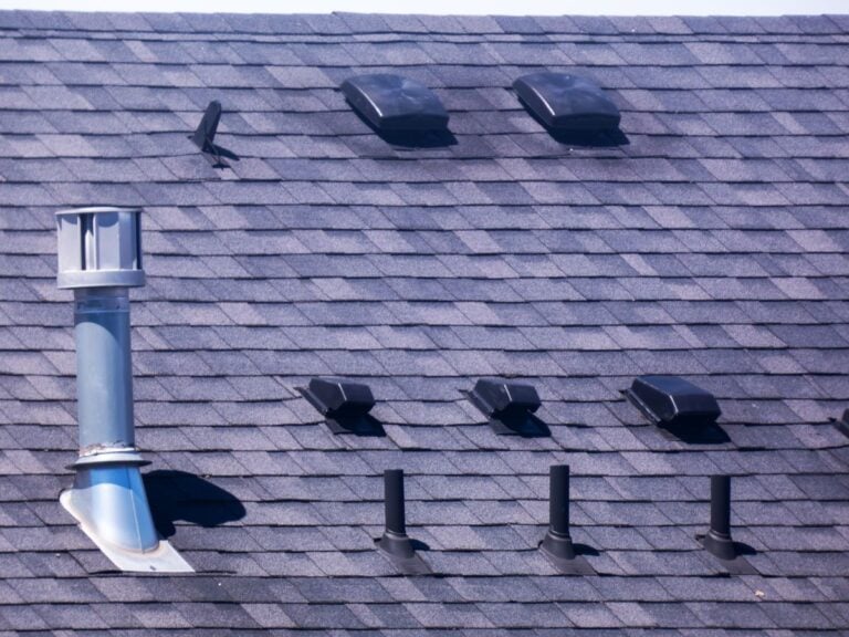 Vents and tiles on a roof