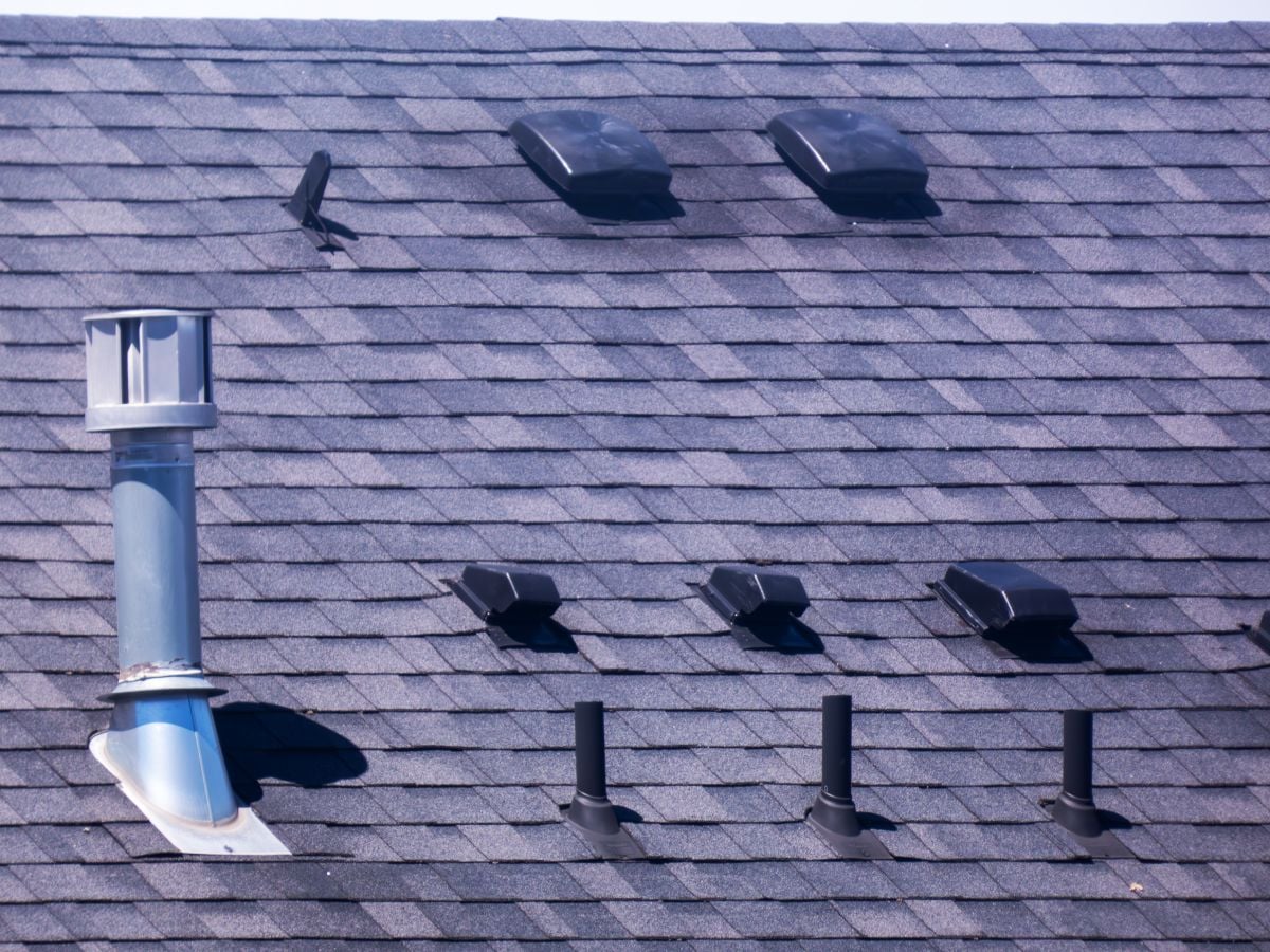 Vents and tiles on a roof