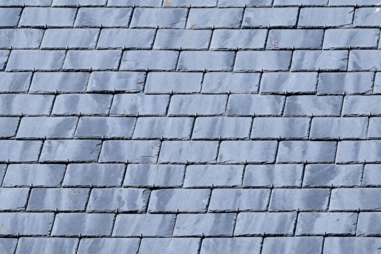 close-up of a roof with slate tiles