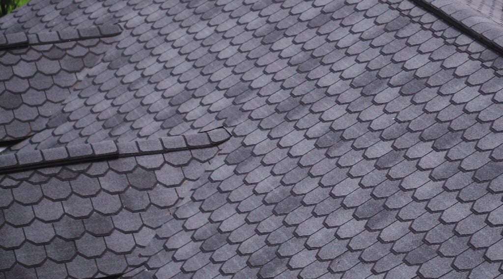 Close-up view of a mansard roof