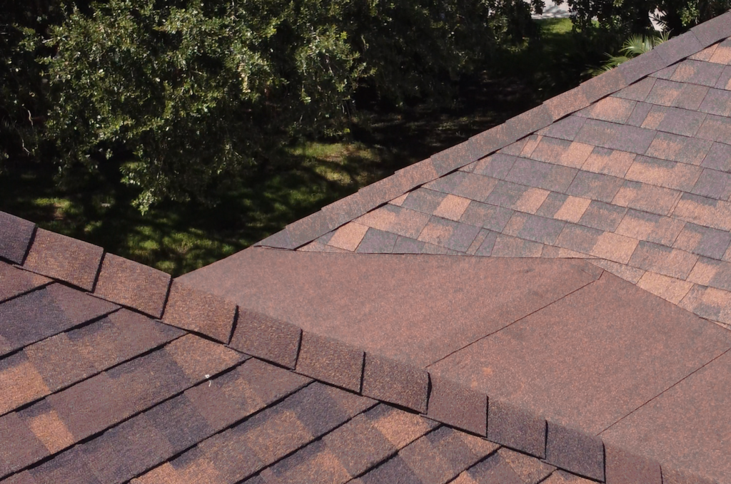 Close-up view of an asphalt shingle