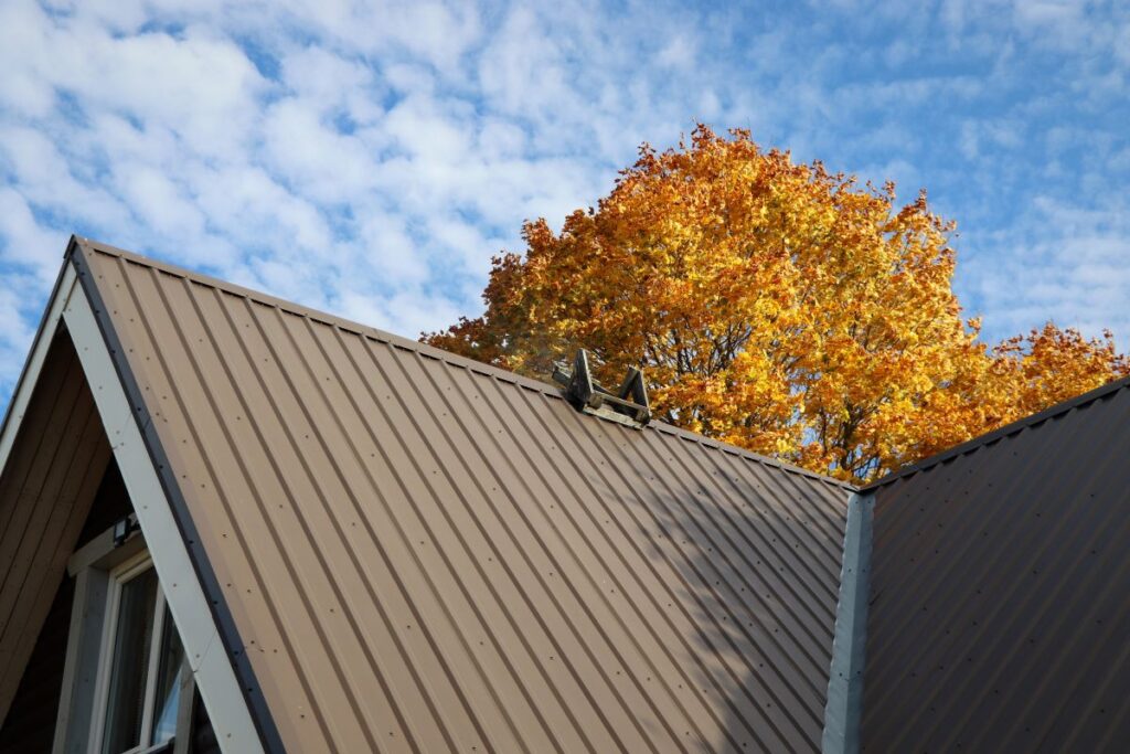 A brown metal roof 