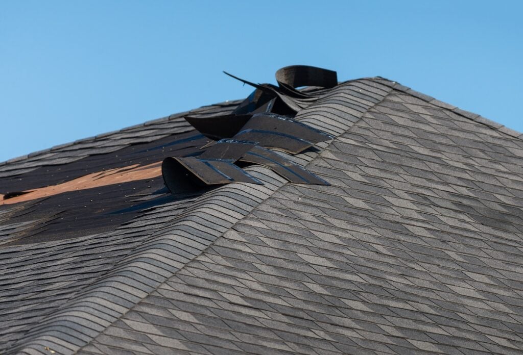 Damaged roof
